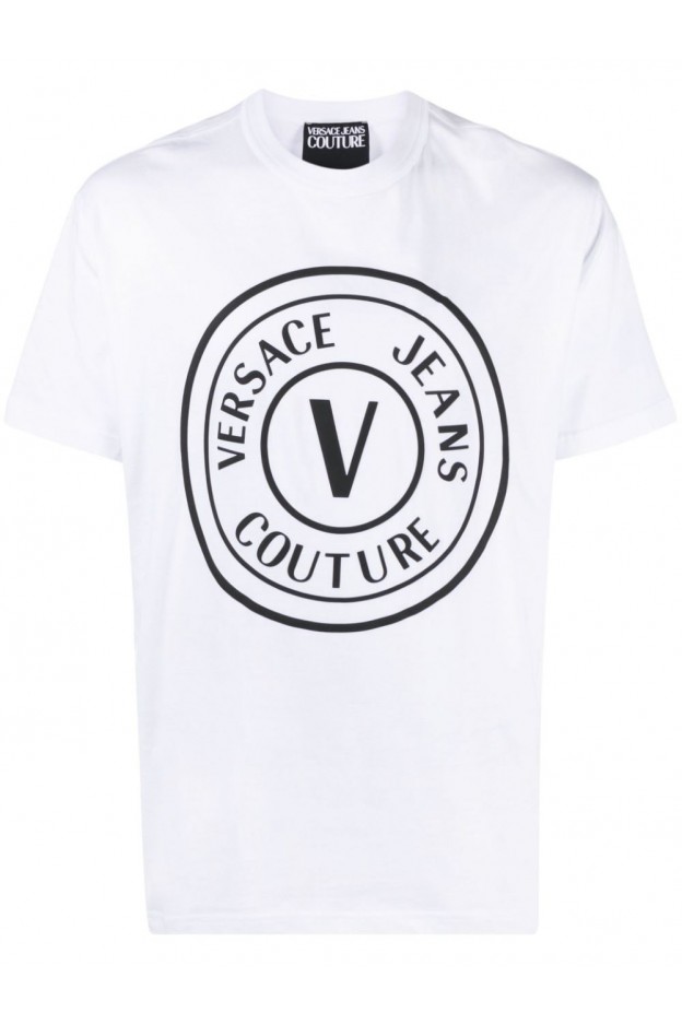 Versace Jeans Couture Logo-Print Cotton T-Shirt 72GAHT20 CJ00O 003 WHITE - Spring Summer 2022