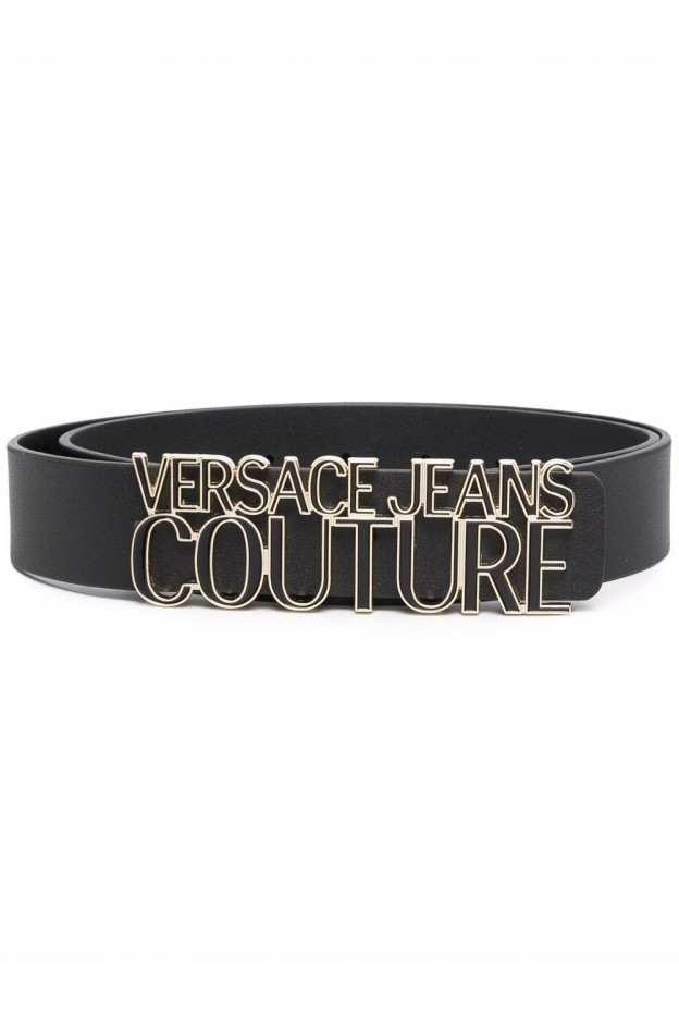 Versace Jeans Couture Logo-Lettered Leather Belt 72VA6F10 71627 899 BLACK - Spring Summer 2022