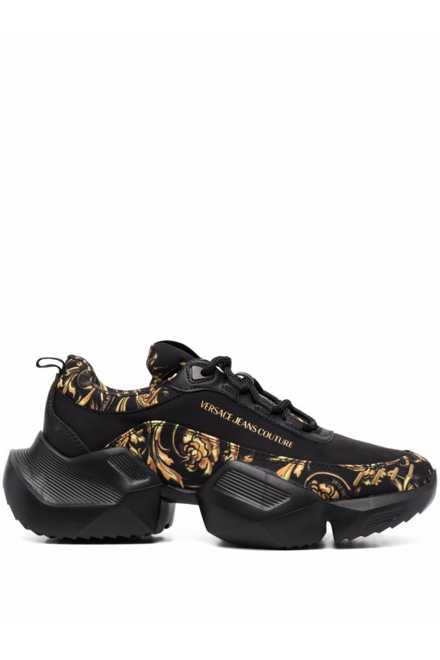 Versace Jeans Couture Regalia Baroque Print Sneakers 72YA3SU5 ZS264 G89 BLACK /GOLD - Spring Summer 2022