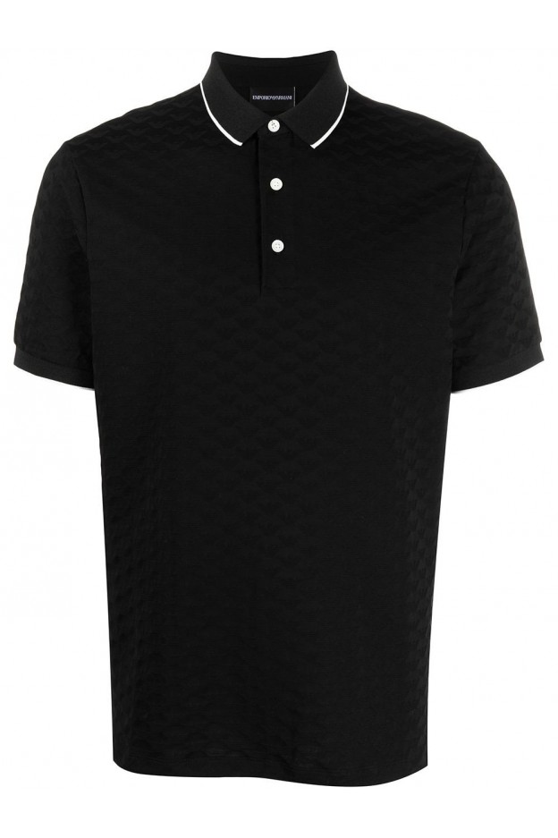 Emporio Armani Logo Embroidered Polo Shirt 8N1FP0 1JHWZ 0999 Black - Spring Summer 2022
