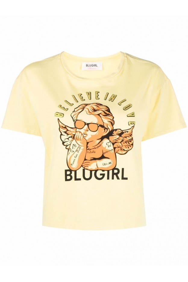 Blugirl Blumarine Logo Crew-Neck T-Shirt RA2232J5972 30646 RAGGIO DI SOLE
