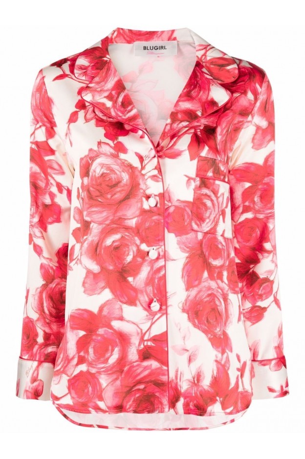 Blugirl Blumarine Floral-Print Long-Sleeve Shirt RA2160T8857 S9722 ST.ROSES LUXURY