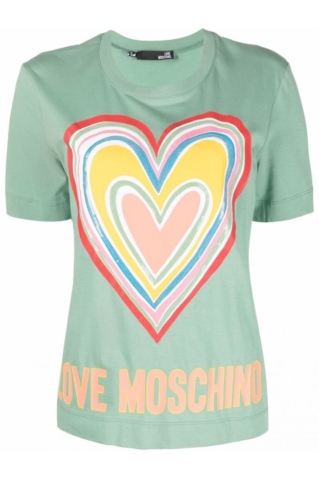Love Moschino T-Shirt Con Stampa E 2 2W4 F1 5 3OM3876 R07 - Verde Primavera Estate 2022