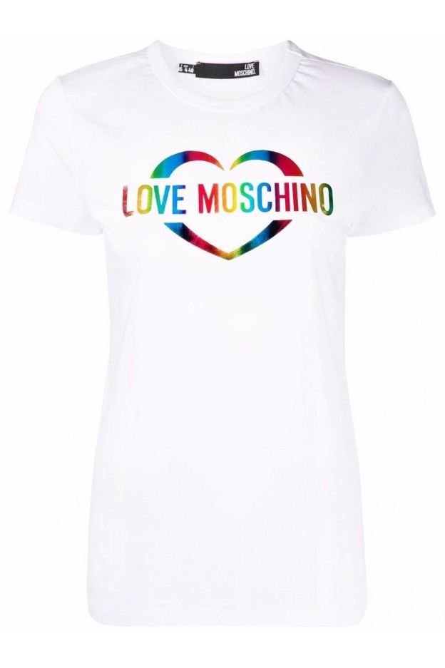 Love Moschino Metallic Logo-Print Short-Sleeve T-Shirt E 2 2W4 F7 3 2HM3876 A00