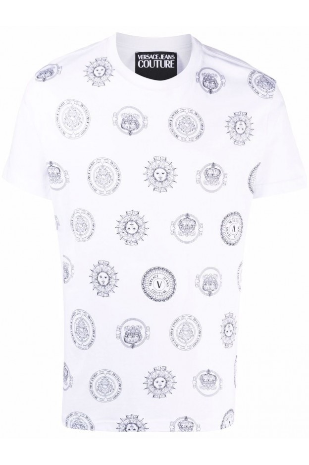 Versace Jeans Couture Medusa-Print Cotton T-Shirt 72GAH6S4 JS047 003 WHITE