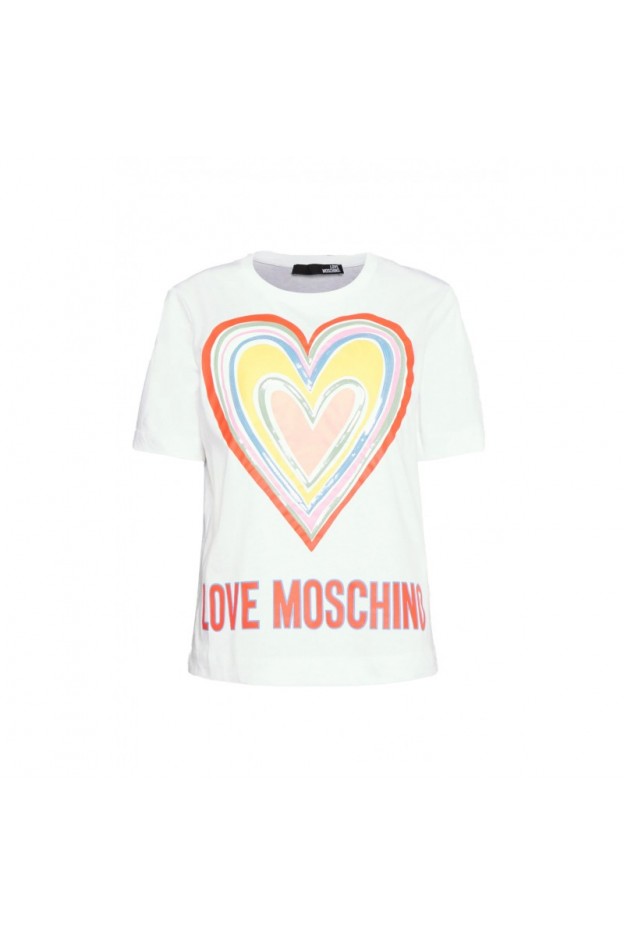 Love Moschino T-Shirt Heart Logo White W4F153OM3876 A00